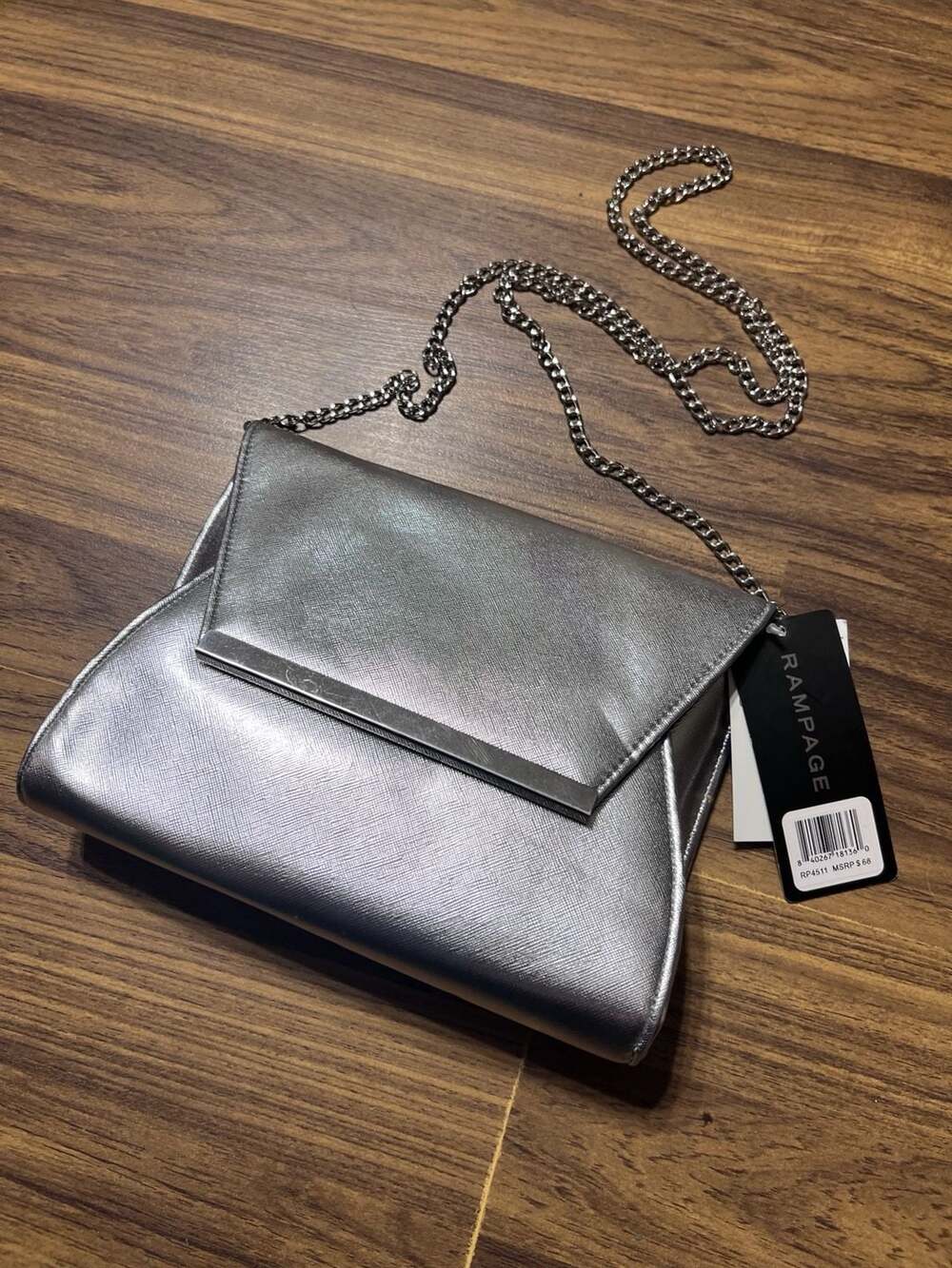 NWT Silver Rampage Purse with Chain Strap